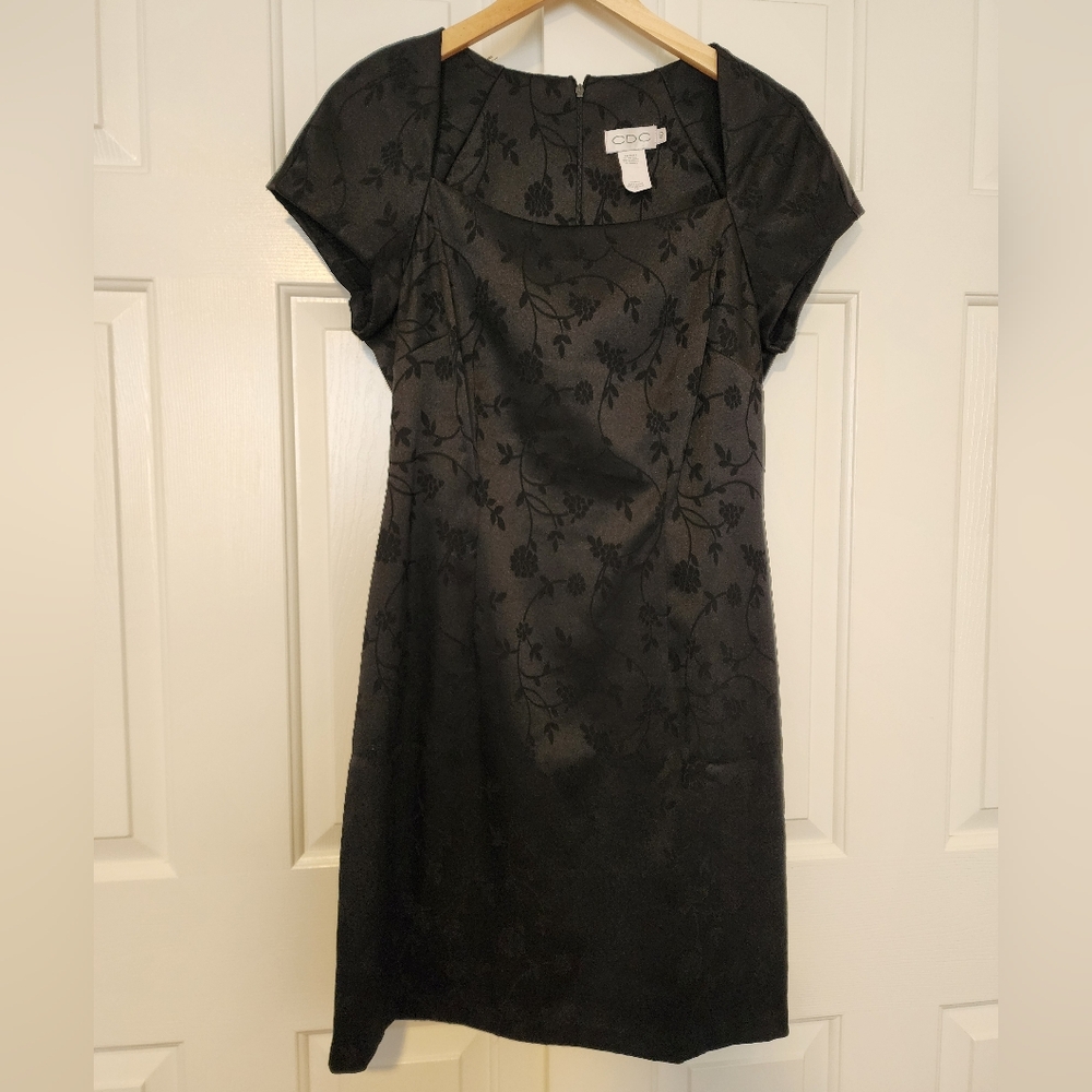 CDC Vintage Black Square Neck Cap Sleeve Women's Dress Size 10